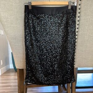 Black Pencil Sequin Skirt